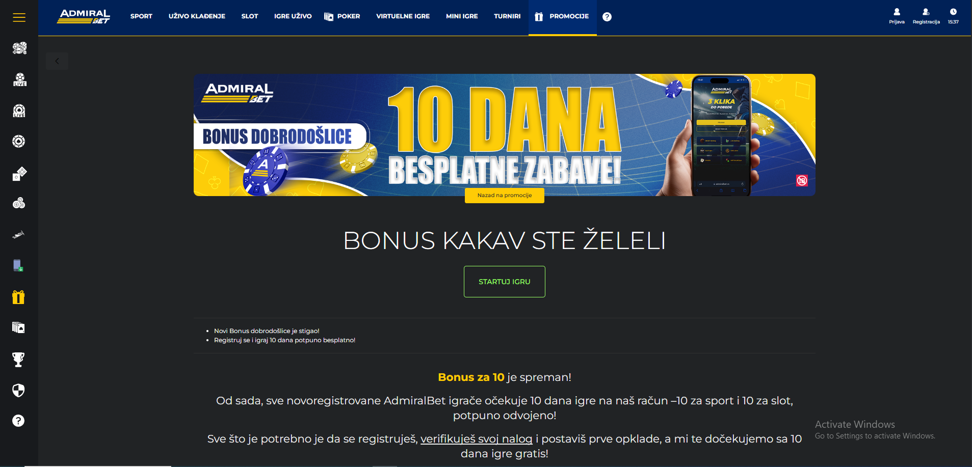 AdmiralBet bonus dobrodošlice