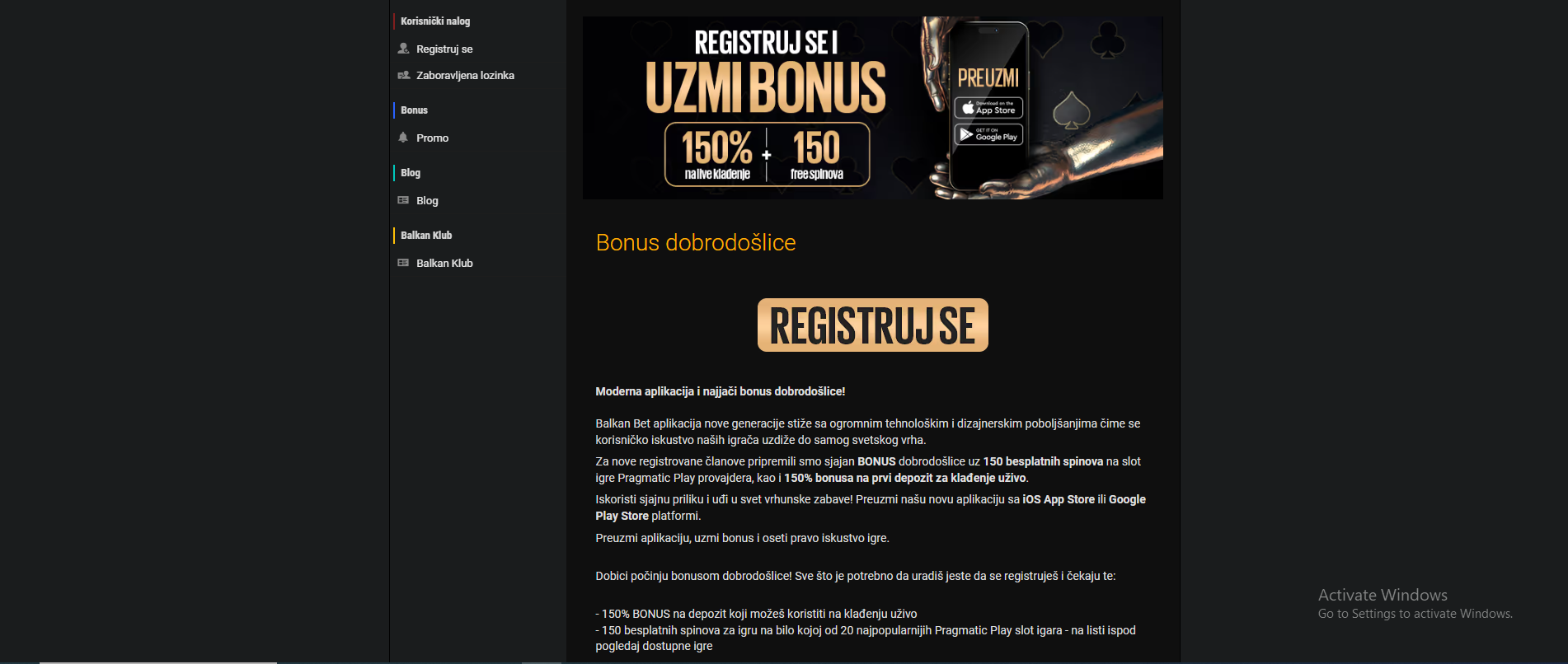 Balkan Bet bonus dobrodošlice