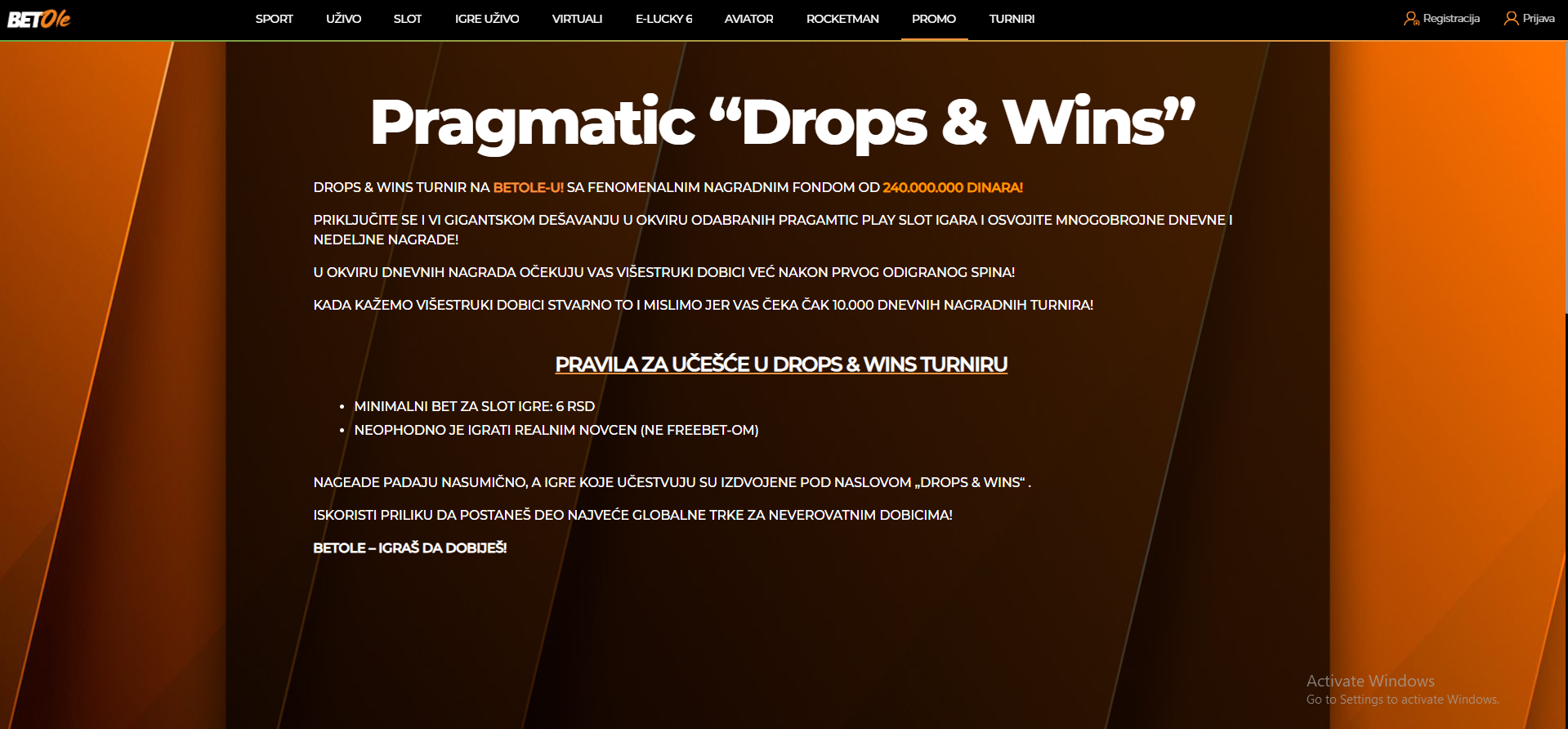 BetOle Drops & Wins