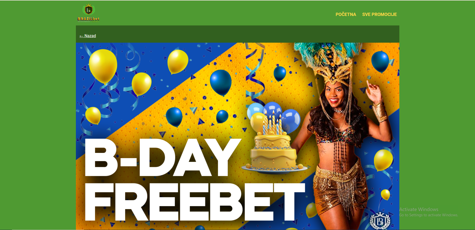 Brazil Bet rođendanski freebet