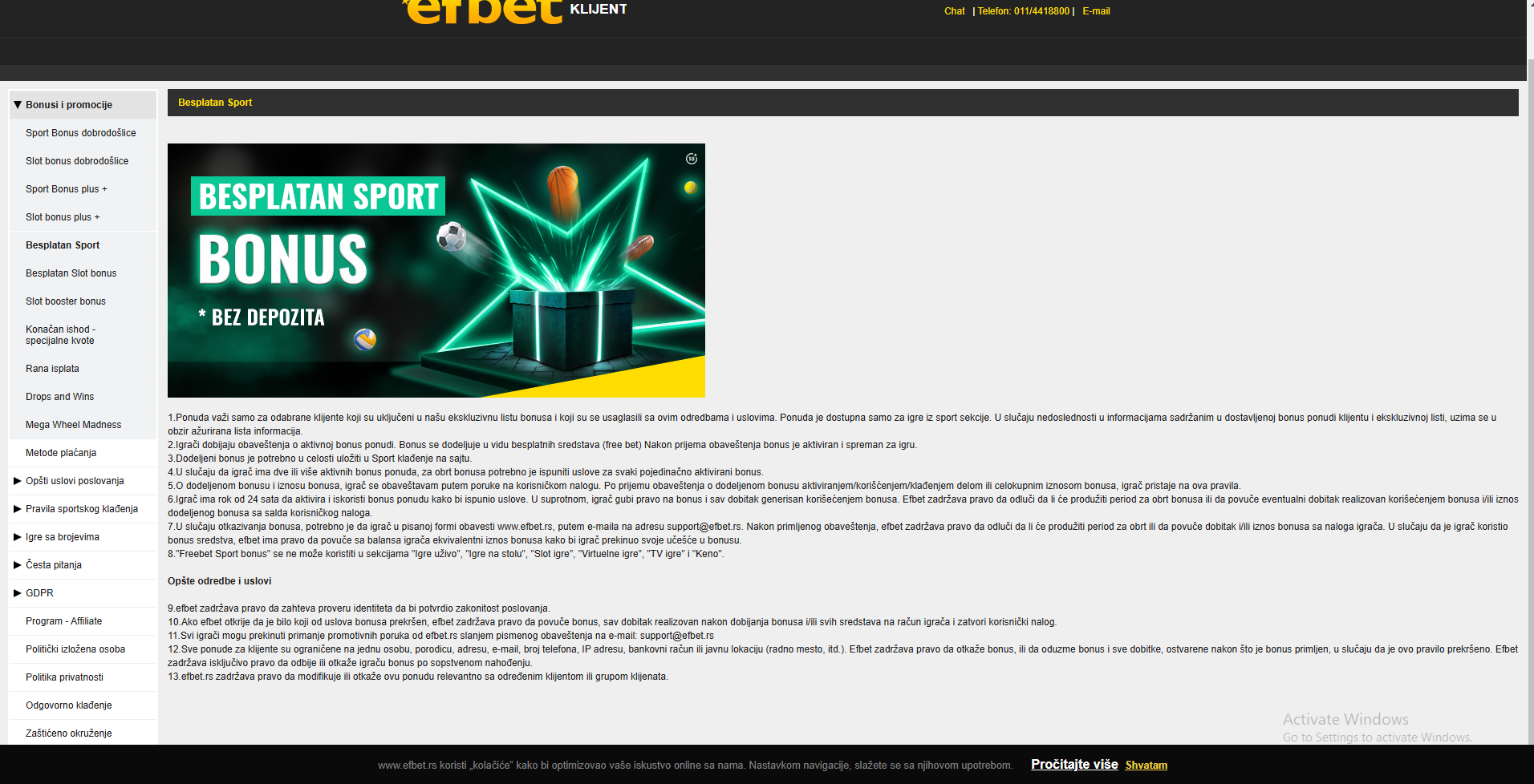 Efbet bonus sport