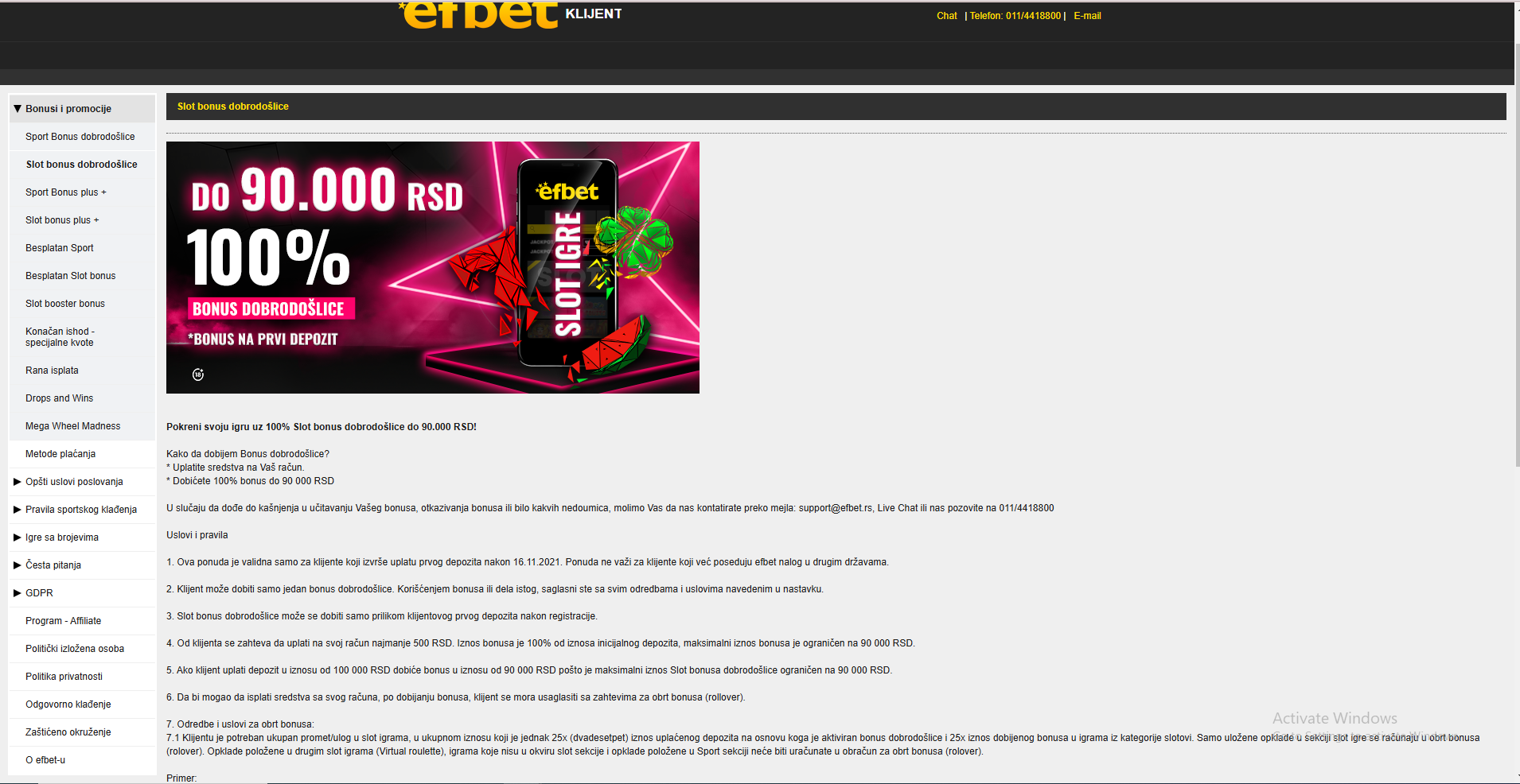 Efbet slot bonus