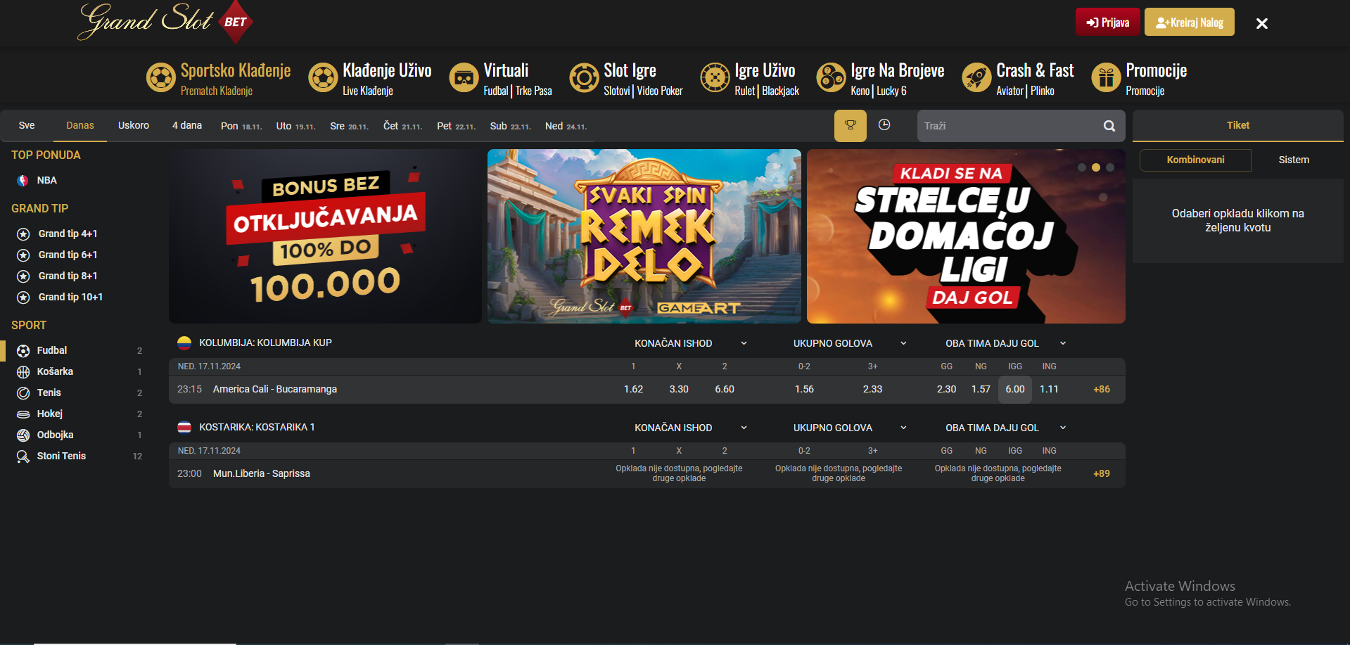 Grand Slot Bet sportsko klađenje