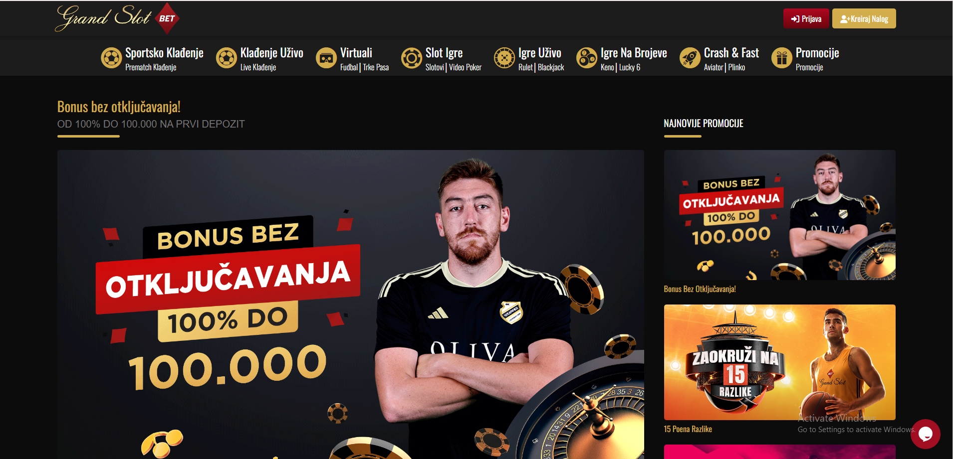 Grand Slot Bet bonus na prvi depozit