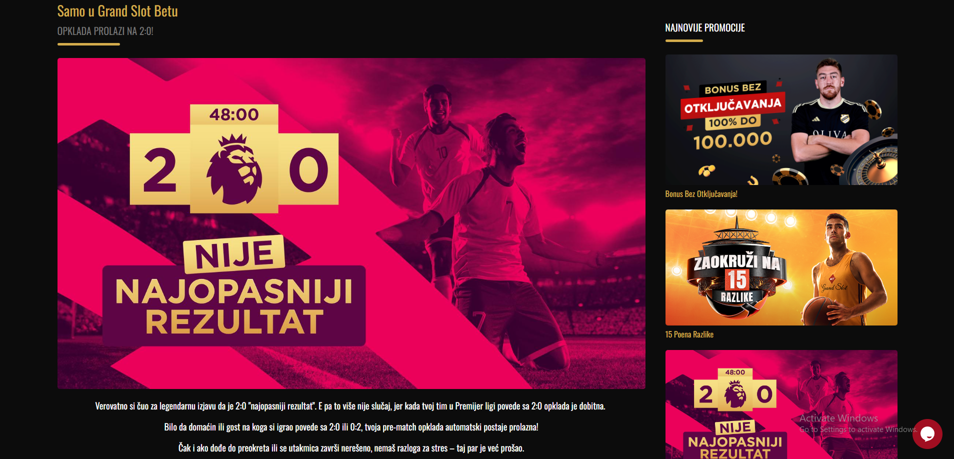 Grand Slot Bet bonus 2:0