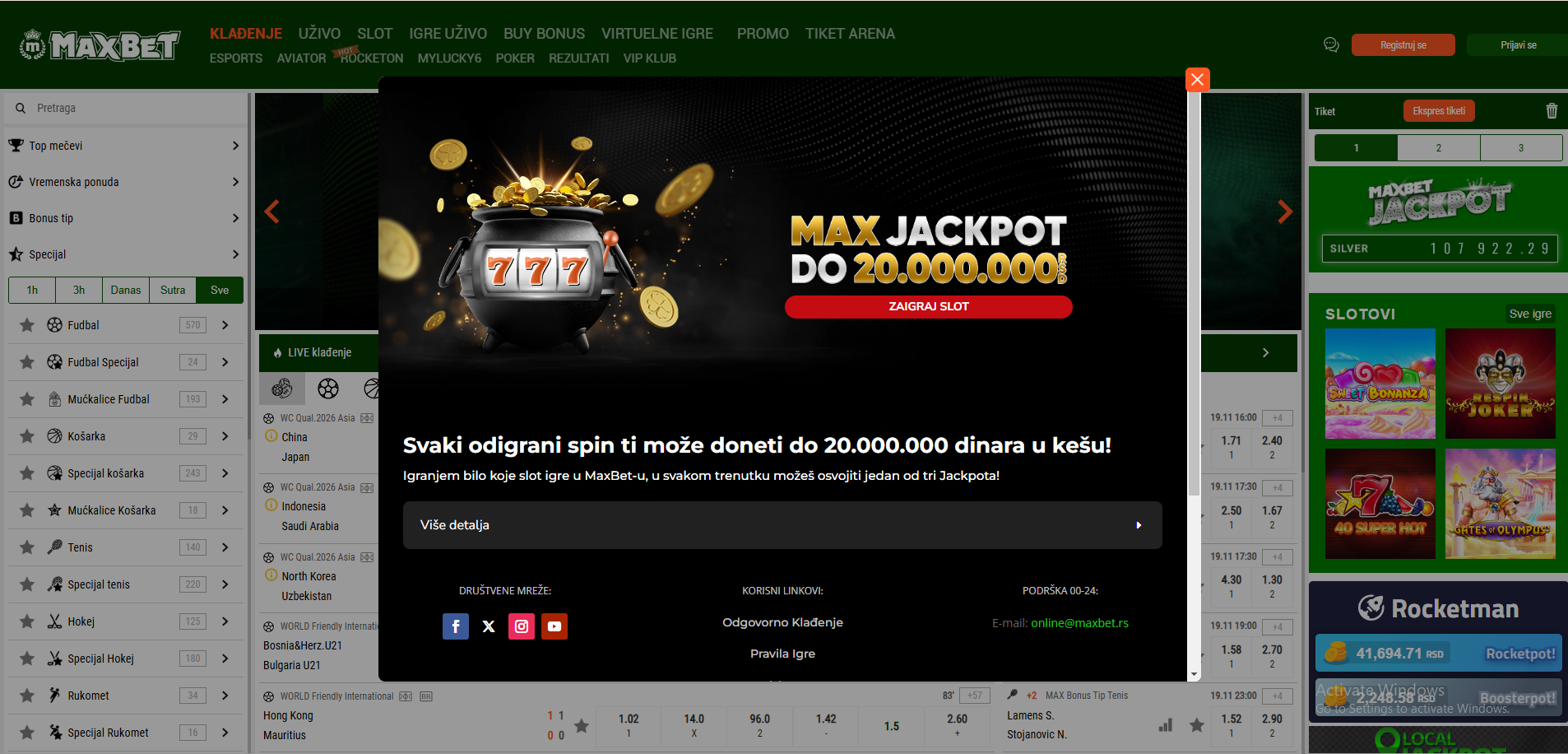 Maxbet jackpot