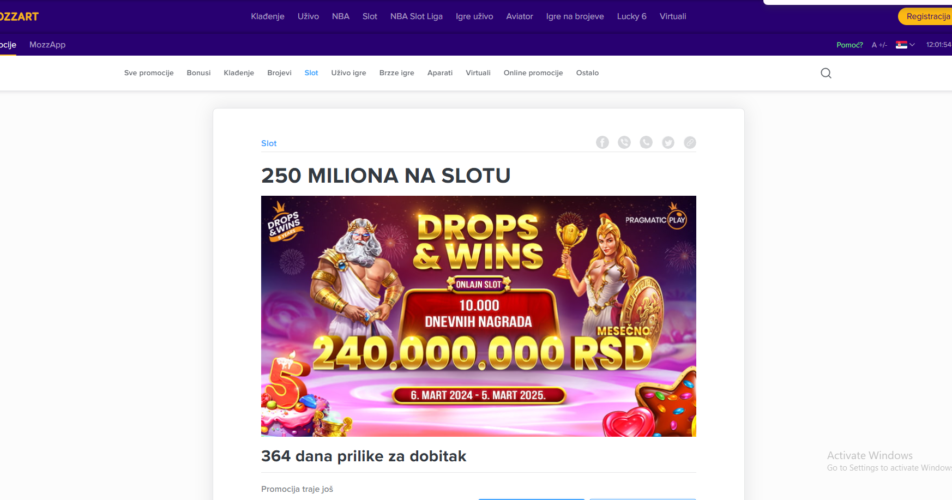 Mozzart Bet bonus Drops & Wins