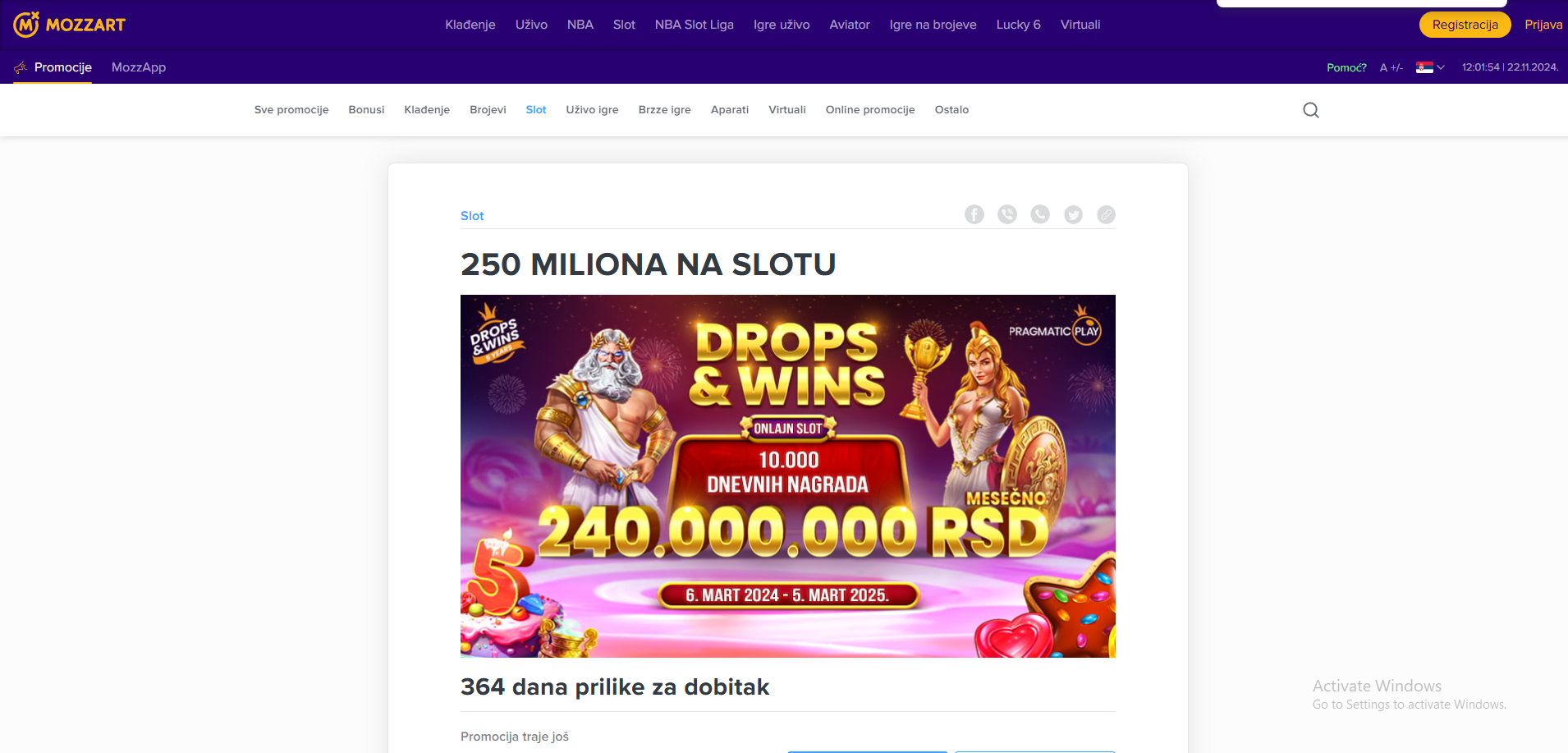 Mozzart Bet bonus Drops & Wins