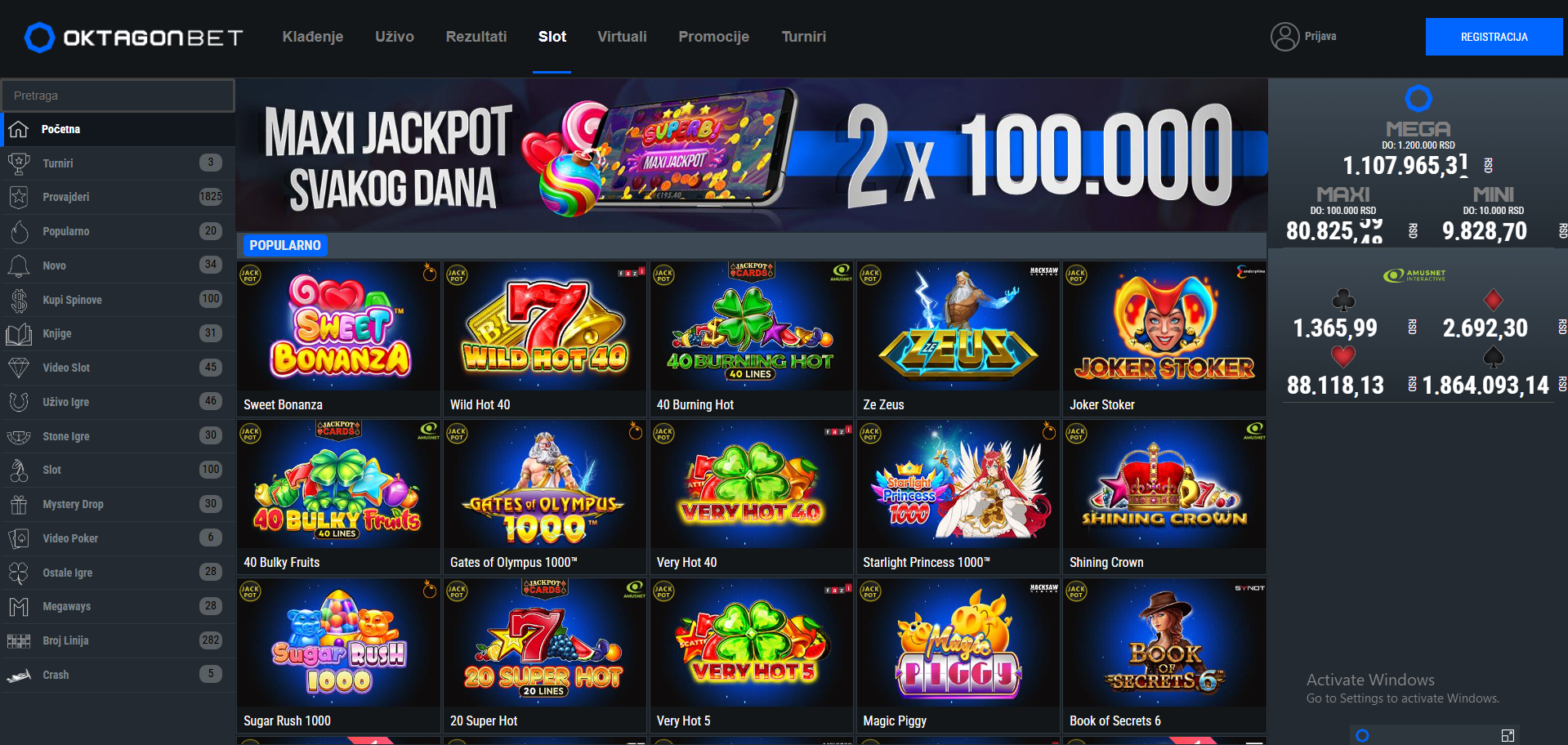 Oktagon Bet slot igre