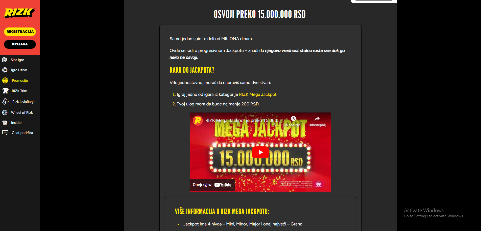 Rizk Mega Jackpot