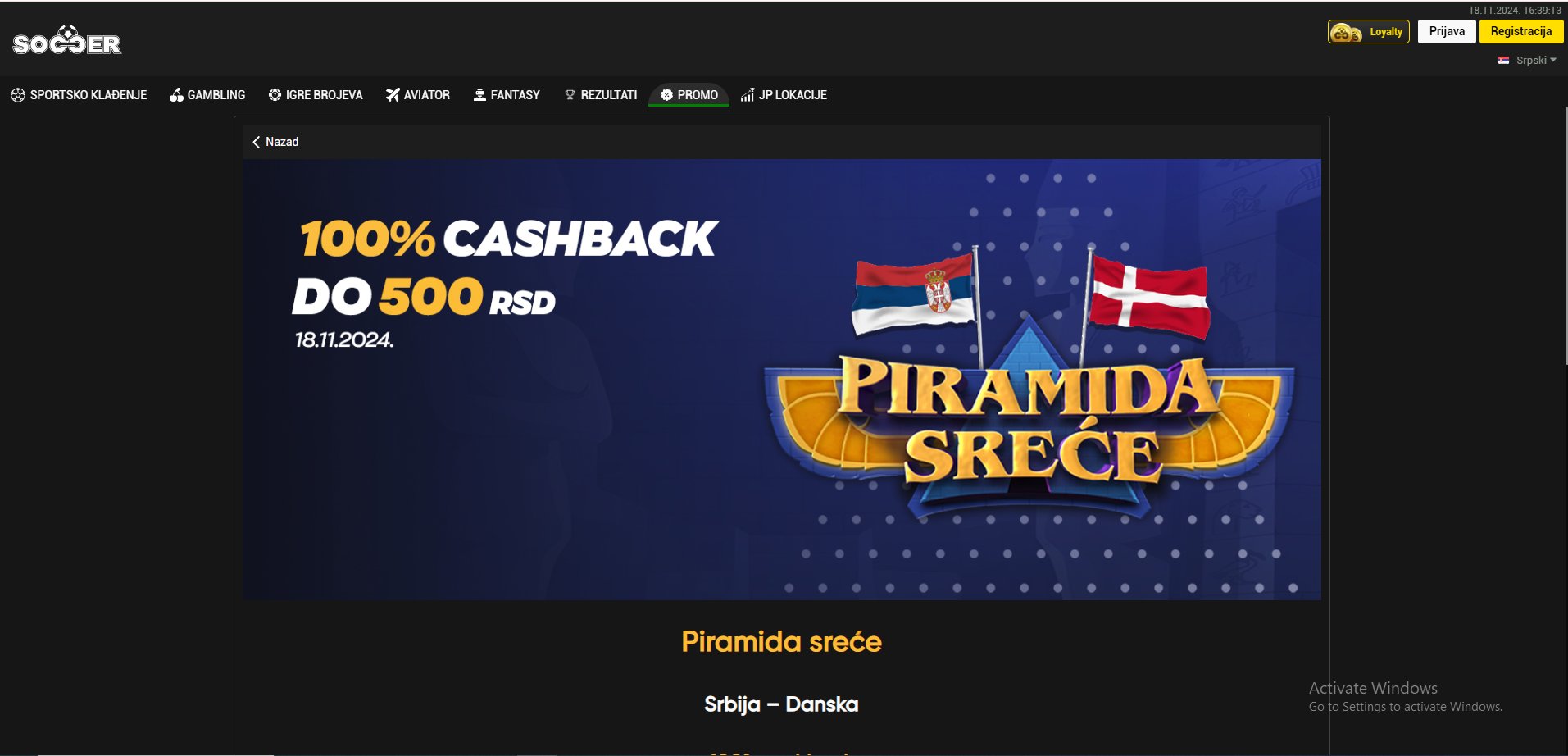 Soccer Bet cashback