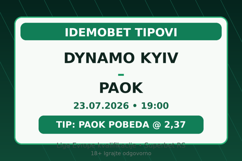 Dynamo Kyiv – PAOK – IdemoBet tipovi i kvote