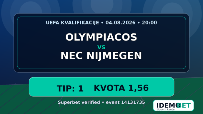 Olympiacos – NEC Nijmegen – IdemoBet tipovi i kvote