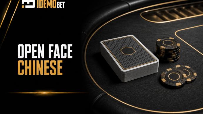 Open Face Chinese poker – špil karata i žetoni na poker stolu
